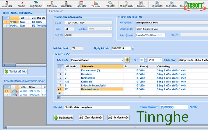 Phần mềm quản lý phòng khám Tinnghe
